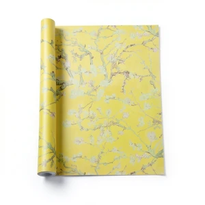 Dutch Leaf-Patterned Wallpaper Size 10m x 0.53m, Yellow Color