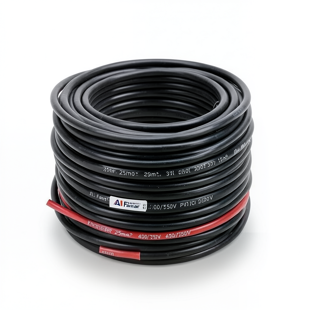 لفة سلك كهرباء نحاس مرن معزول PVC، مقاس 25 mm2، طول 300 ft، جهد 450/750 V | شركة الفنار
