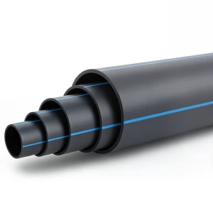HDPE Polyethylene Pipe PN 16 Bar PE 80 OD 400 mm SDR 9 Black with Blue Stripes