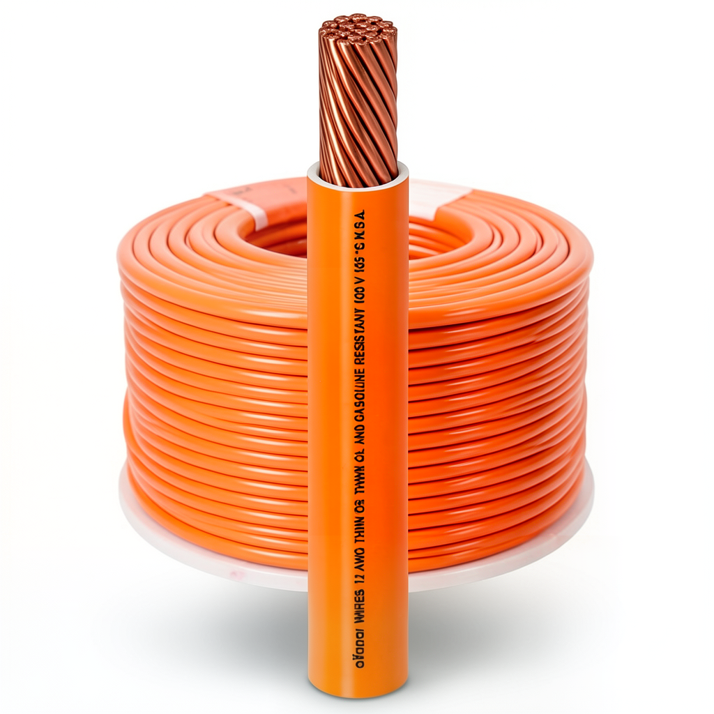 AWM Single Core Stranded Copper Electrical Wire 4 AWG 600V PVC Orange 500ft | Al Fanar