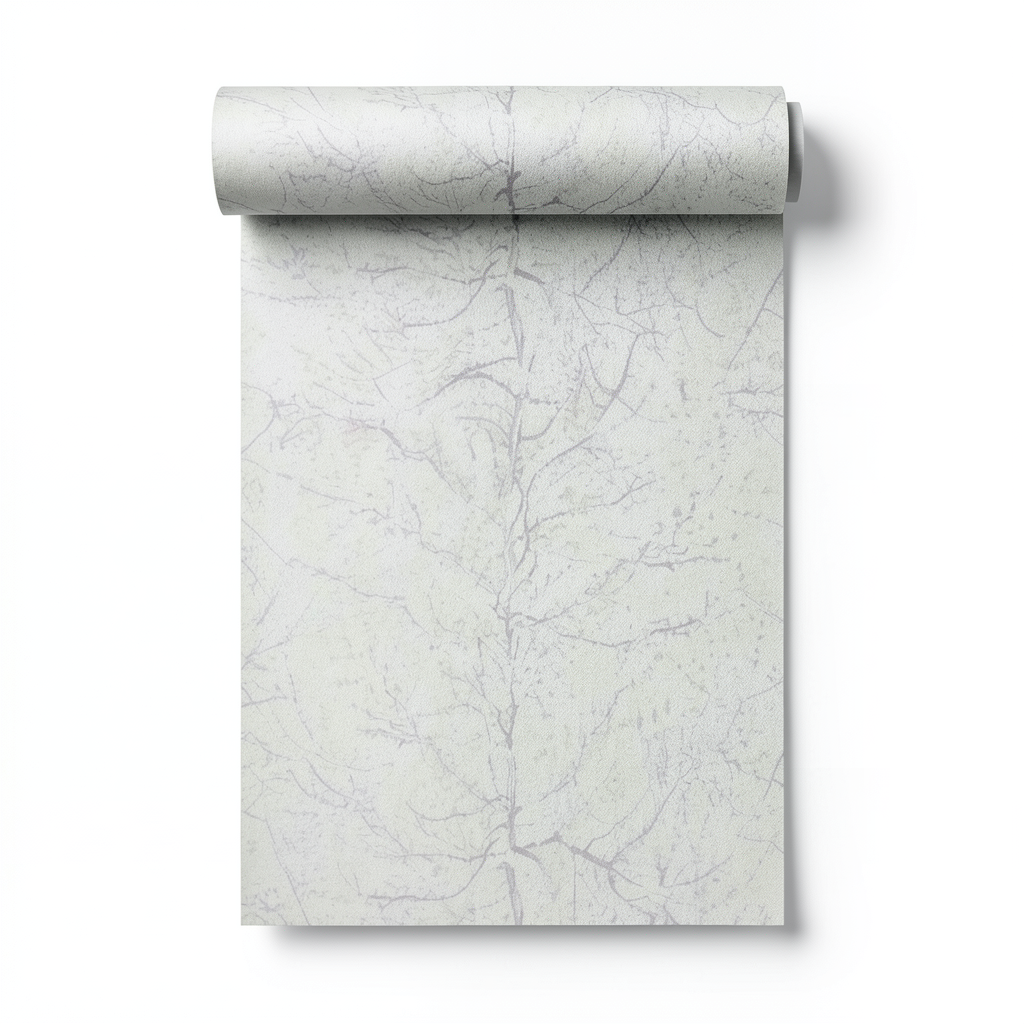 Leaf-Patterned Wallpaper 10m x 0.53m Pale Grey