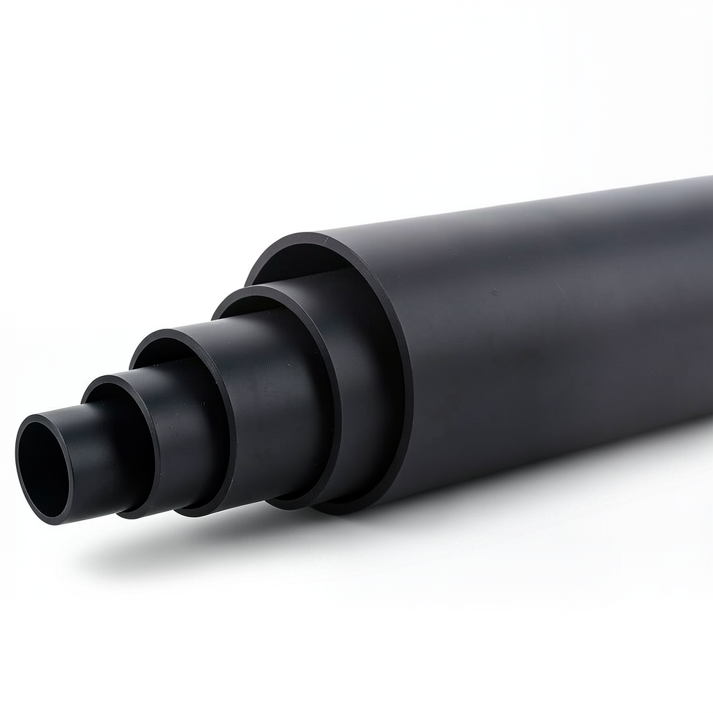 HDPE Polyethylene Pipe 3.1 Bar Pressure PE 80, 280 mm Diameter, SDR 33, Black