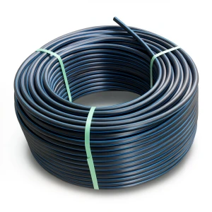 لفة أنابيب بلاستيك HDPE ضغط 12.5 بار PE 80 قطر خارجي 75 مم SDR 11 أسود مع خط أزرق
