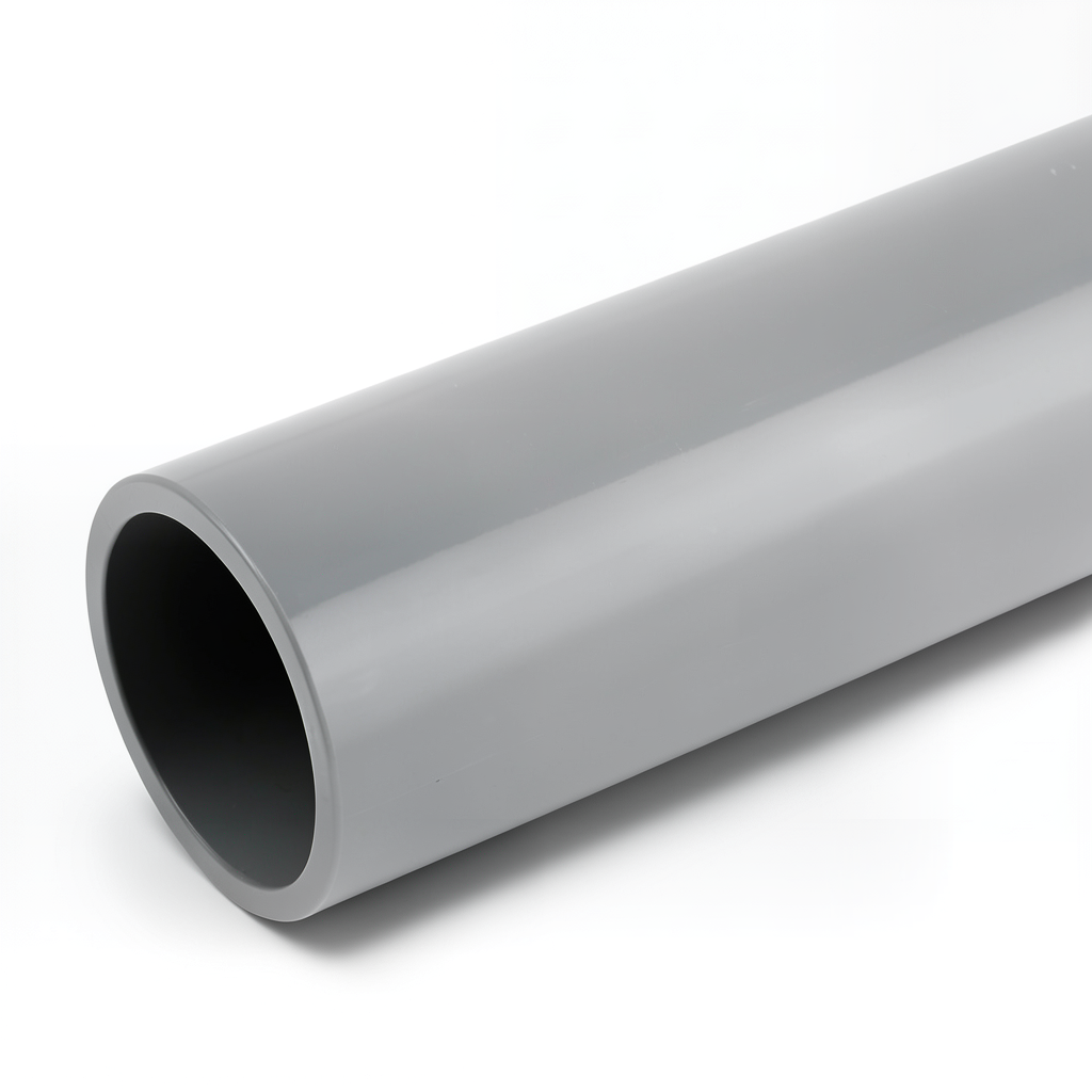 مواسير بلاستيك UPVC كلاس 0 مقاس 4 بوصة سمك 2.30 mm، لون رمادي