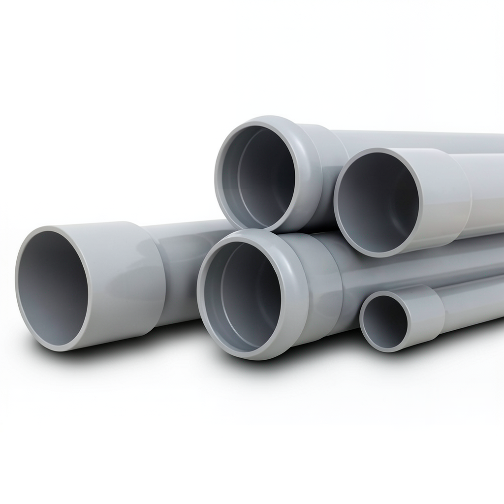 UPVC Pipes Nominal Pressure 4 Bar Outside Diameter 200 mm Thickness 4 mm Gray