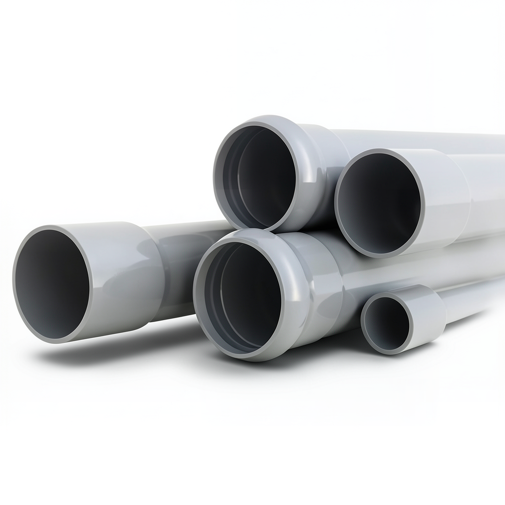 UPVC Pipes Nominal Pressure 10 Bar Outer Diameter 200 mm Thickness 9.6 mm Gray
