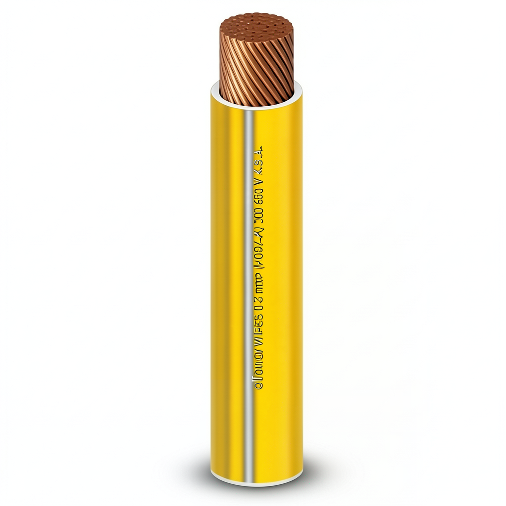 185mm2 Copper Flexible Electrical Wire 450/750V, 2.0mm Heat Resistant PVC Insulation, Yellow | Al Fanar