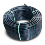 لفة أنابيب HDPE ضغط 12.5 بار PE 80، قطر خارجي 125 مم SDR 11 أسود مع خط أزرق