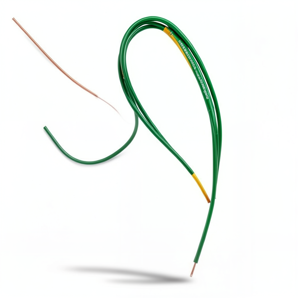 1.5 sq mm Green/Yellow Single Electrical Wire 450/750V, Flexible Copper Conductor, Heat Resistant PVC | Al Fanar