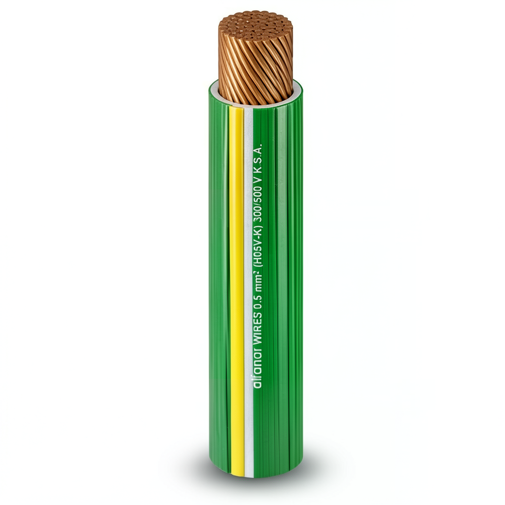 Alfanar 16 sq mm Green/Yellow Flexible Copper Wire 450/750V Heat Resistant PVC Insulated BS IEC Certified
