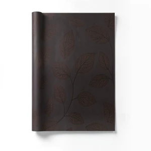 Leaf-patterned Wall Covering 0.53 m x 10 m Dark Brown