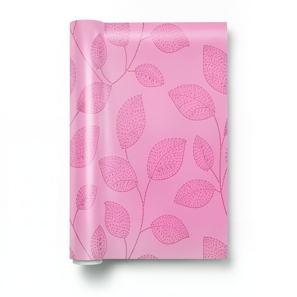 Wall Decoration Leaf-Patterned Design 10m x 0.53m Pink, Model 17751