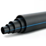 أنابيب HDPE ضغط 20 بار PE 100 قطر خارجي 200 مم SDR 9 أسود مع خط أزرق
