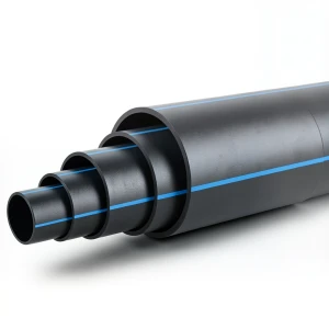 أنابيب بلاستيك بولي ايثيلين عالي الكثافة ضغط 20 بار [PE 100] قطر خارجي 400 مم SDR 9 لون أسود مع خط أزرق