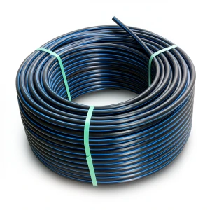 لفة أنابيب بلاستيك HDPE ضغط 12.5 بار PE 100 قطر 40 مم SDR 13.6 أسود مع خطوط زرقاء