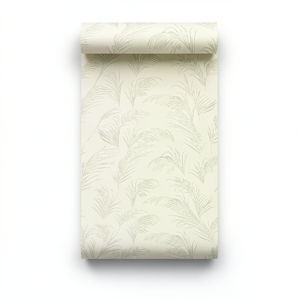 Leaf-Patterned Wall Covering 10m x 1.06m Cream Color, Model 46744