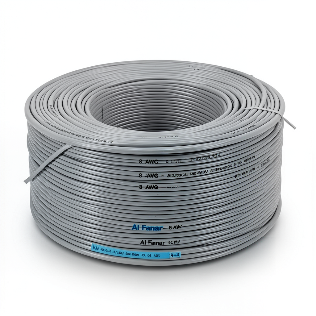 8 AWG Stranded Copper American Electrical Wire 600V PVC Insulated Gray 500ft Coil | Al Fanar