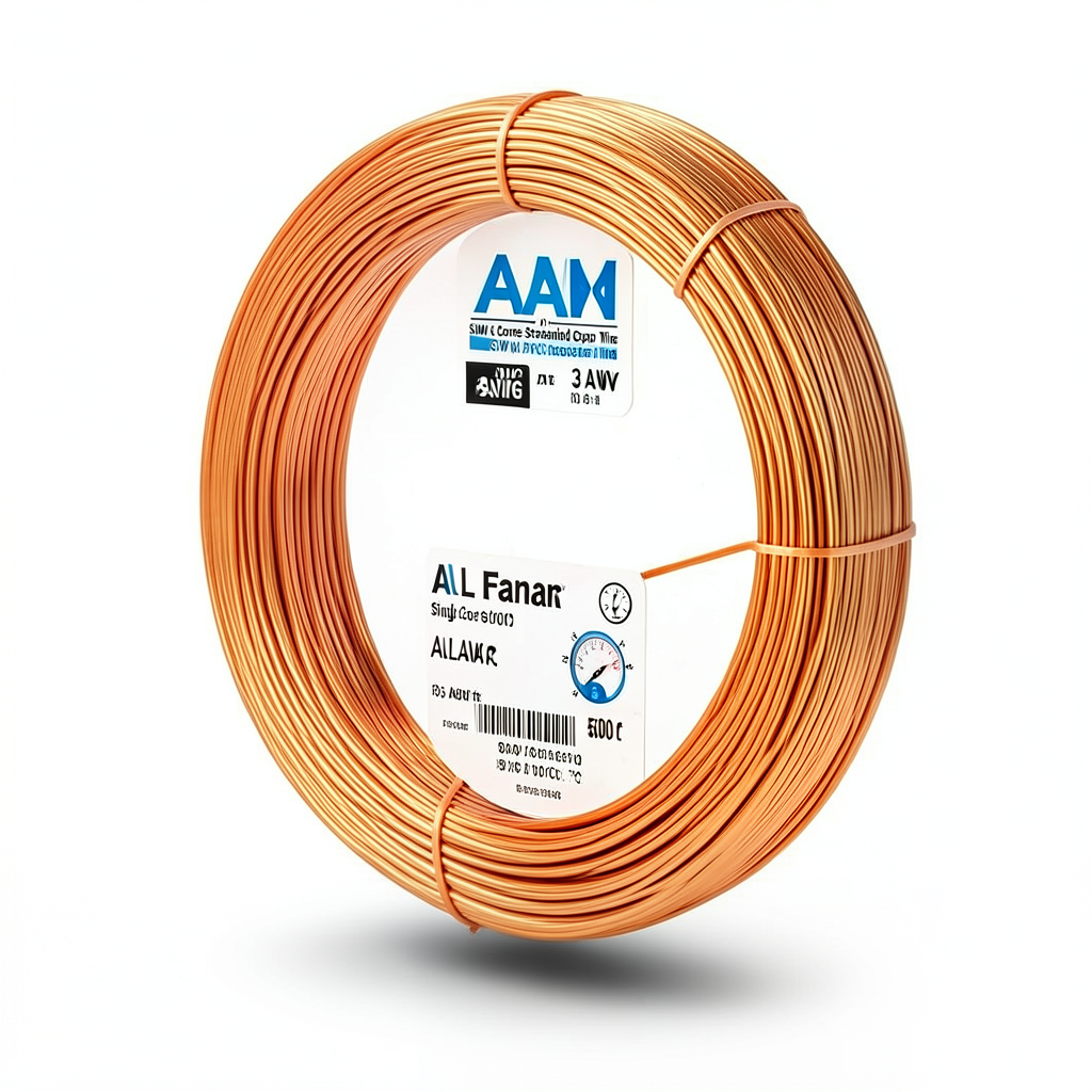 AWM Single Core Stranded Copper Wire 3 AWG, 600V, PVC Insulated Orange, 500 ft | Al Fanar