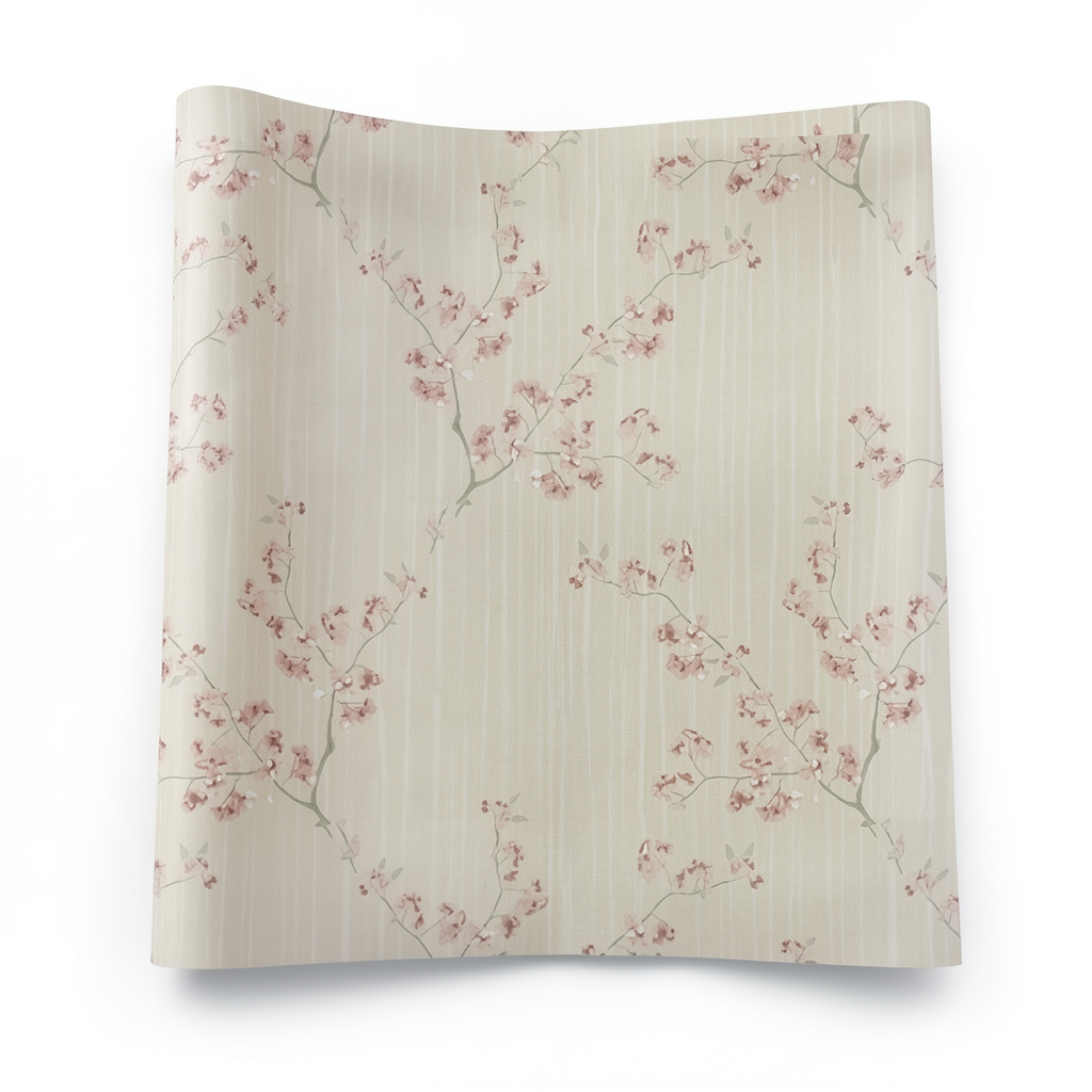 Italian Wallpaper Floral Design Beige Color, Size 10mx0.53m, Model Z66833