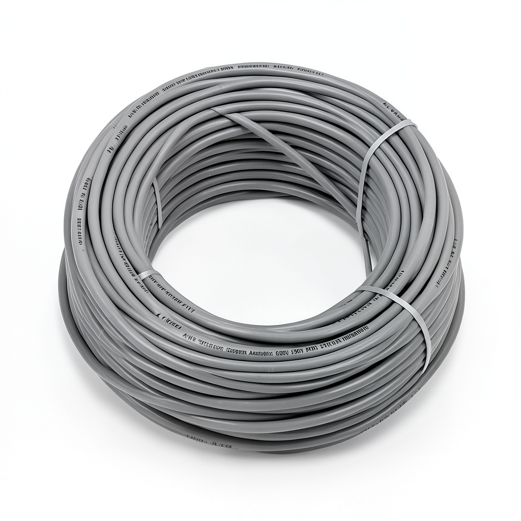 لفة سلك كهرباء امريكي 4 AWG نحاس مجدول عزل PVC رمادي، 600 فولت، طول اللفة 500 قدم | شركة الفنار
