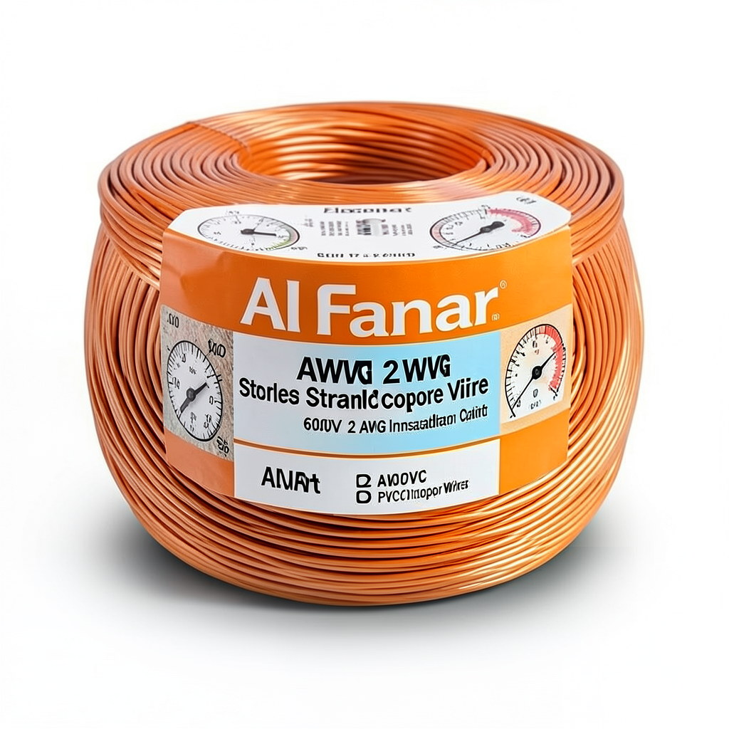 AWM Single Core Stranded Copper Wire 600V 2 AWG PVC Insulation Orange 500ft | Al Fanar