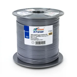 لفة سلك كهرباء امريكي 1 AWG نحاس مجدول عزل PVC رمادي، 600 فولت، طول 500 قدم | شركة الفنار