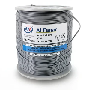لفة سلك كهرباء امريكي 12 AWG نحاس مجدول عزل PVC رمادي، 600 فولت، 500 قدم | شركة الفنار