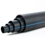 مواسير HDPE ضغط 12.5 بار PE 100 قطر خارجي 225 مم SDR 13.6 أسود مع خط أزرق
