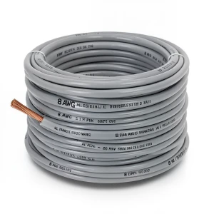 لفة سلك كهرباء امريكي 8 AWG نحاس مجدول عزل PVC رمادي، 600 فولت، طول اللفة 500 قدم | شركة الفنار