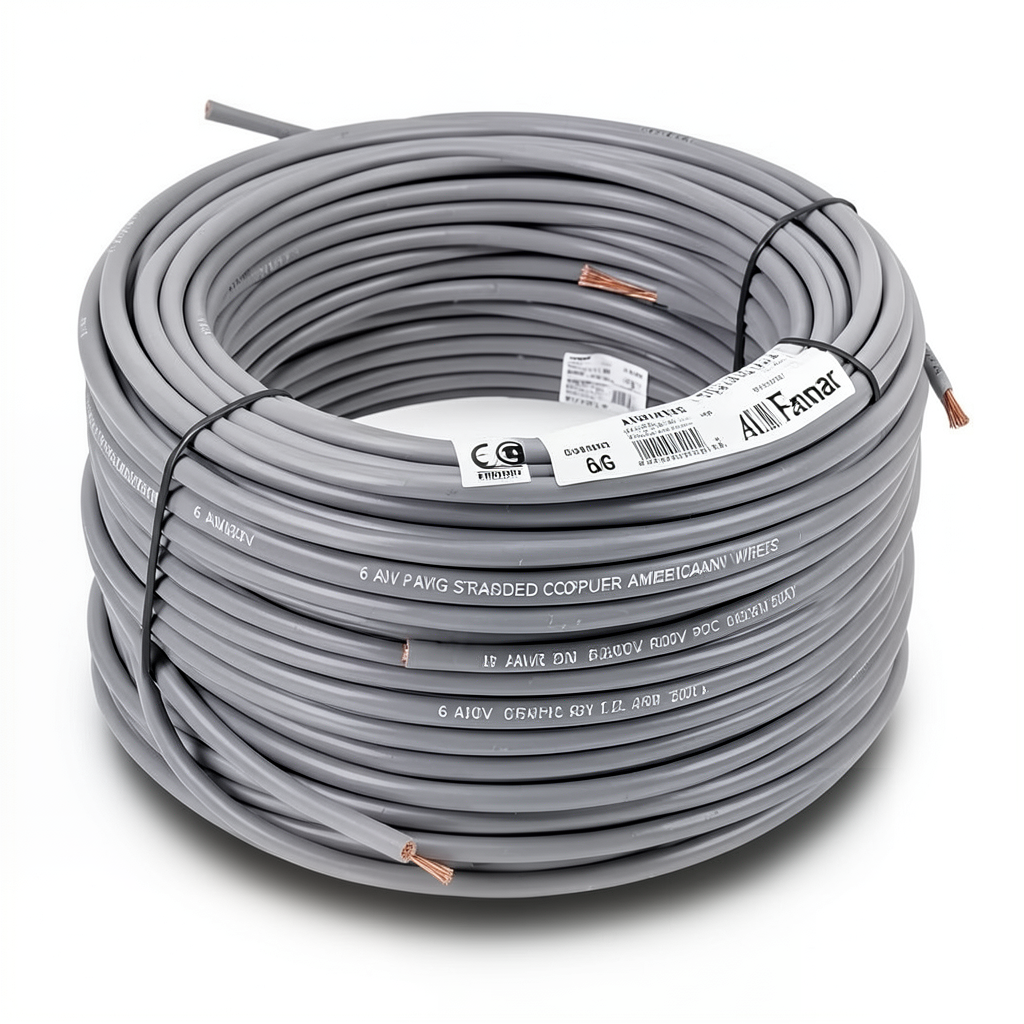 6 AWG Stranded Copper American Wire 600V PVC Insulation Gray 500 ft | Al Fanar