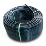 لفة أنابيب بلاستيك HDPE ضغط اسمي 4 بار PE 100 قطر خارجي 160 مم SDR 41 أسود مع خط أزرق