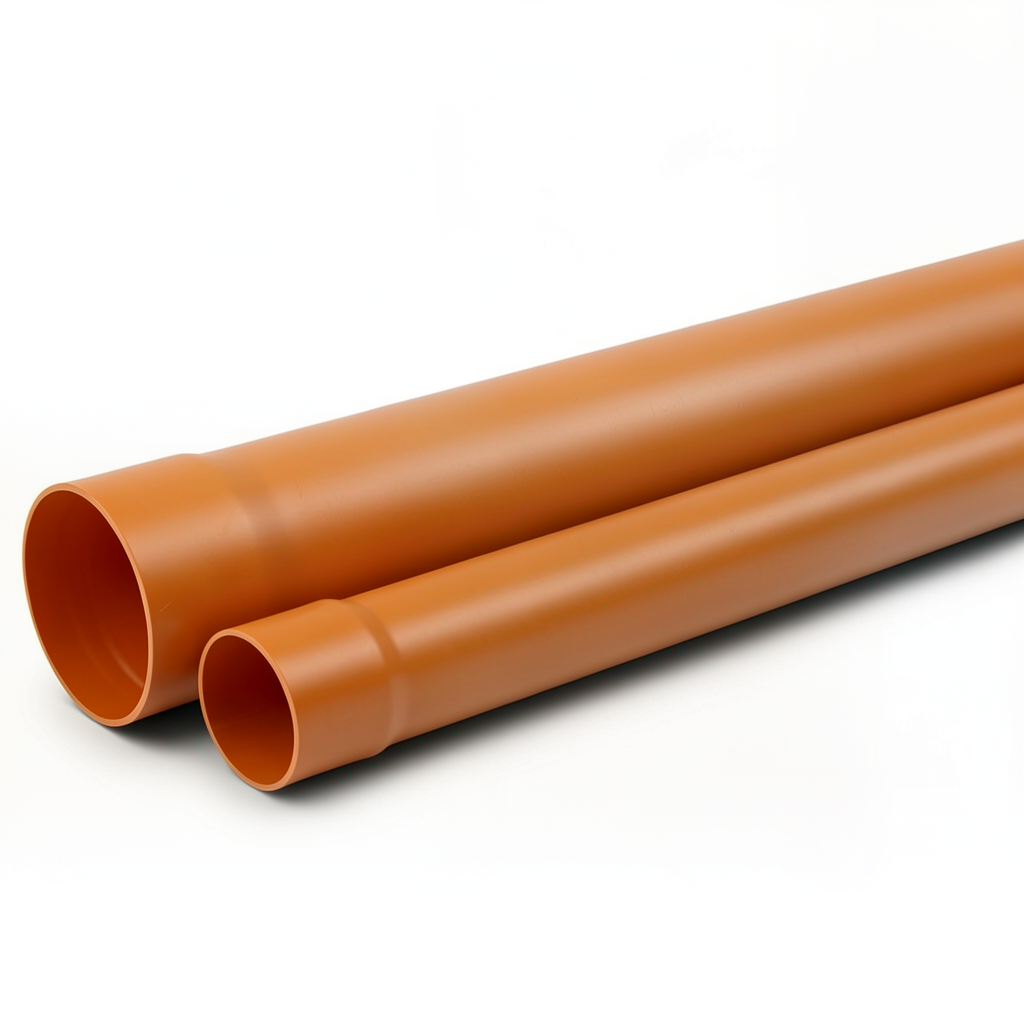 UPVC Pipe for Sewerage Systems Size 63 mm Thickness 3.5 mm Orange Brown Color