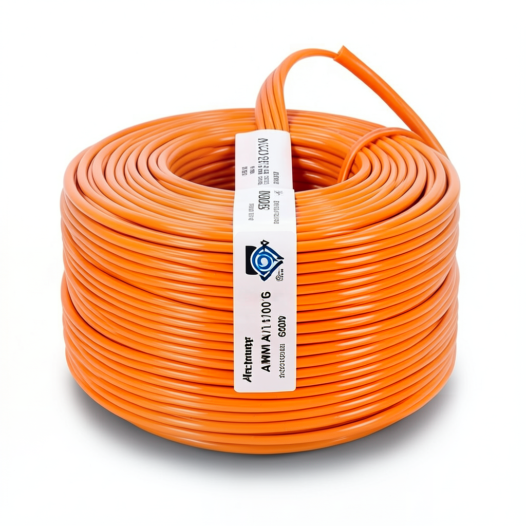 لفة سلك مفرد نحاس مجدول AWM 600 فولت 1/0 AWG عزل PVC برتقالي 500 قدم | شركة الفنار
