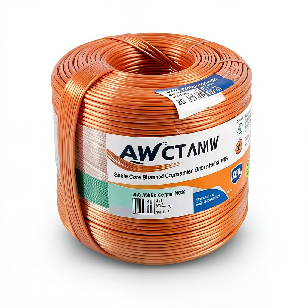 سلك كهرباء مفرد نحاس مجدول 600 فولت AWM مقاس 4/0 AWG عزل PVC برتقالي طول 500 قدم | شركة الفنار