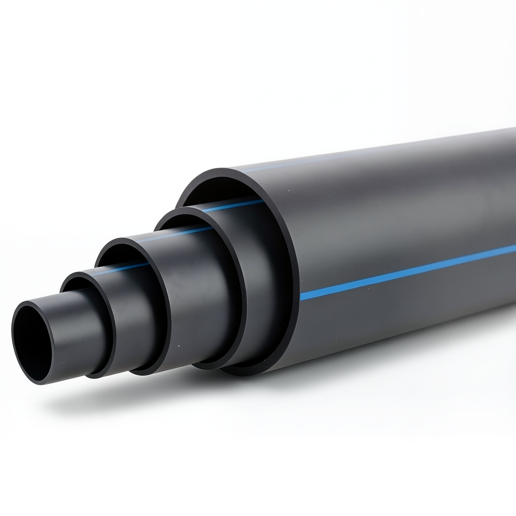 مواسير بلاستيك HDPE ضغط 6 بار PE 80 قطر خارجي 315 مم SDR 17.6 لون أسود