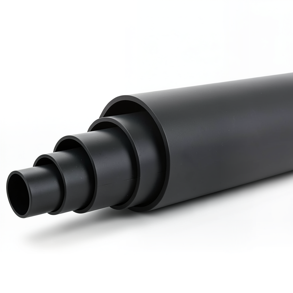 أنابيب بلاستيك HDPE ضغط اسمي 6 بار PE 80 قطر خارجي 355 مم SDR 17.6 لون أسود