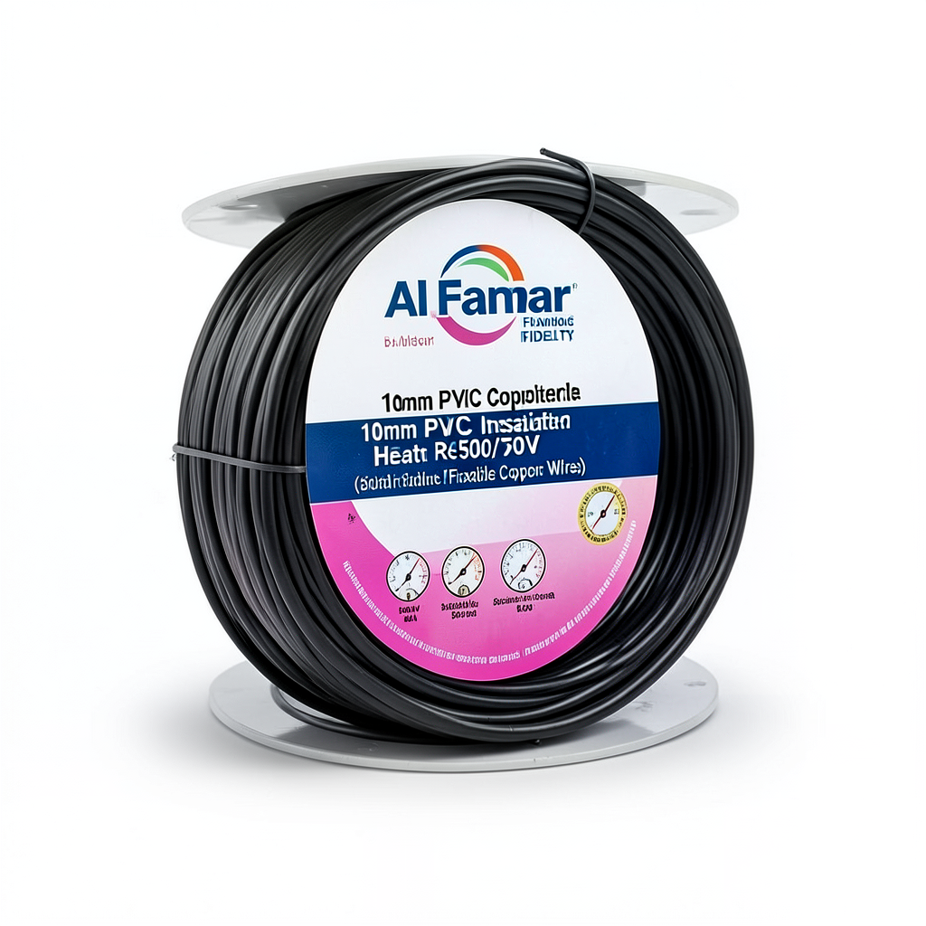 سلك نحاس مرن 10mm عزل PVC مقاوم للحرارة 450/750 فولت طول 300 قدم | شركة الفنار