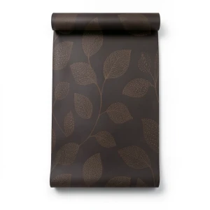 Leaf-patterned Wall Covering 0.53m x 10m Dark Brown