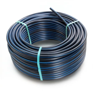 HDPE Coil Pipe Nominal Pressure 6.3 Bar PE 100 OD 50 mm SDR 26 Black with Blue Stripes