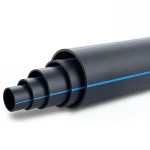 مواسير بلاستيك HDPE ضغط 12.5 بار PE 100 قطر خارجي 400 مم SDR 13.6 اسود مع خط ازرق