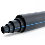 مواسير HDPE ضغط 4 بار PE 100 قطر خارجي 180 مم SDR 41 أسود مع خط أزرق