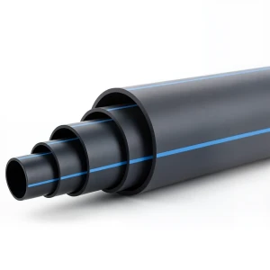 مواسير HDPE ضغط 4 بار PE 100 قطر خارجي 450 مم SDR 41 أسود مع خط أزرق