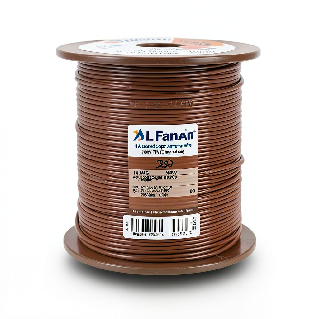 14 AWG Stranded Copper American Wire 600V PVC Insulation Brown 2500ft | Al Fanar