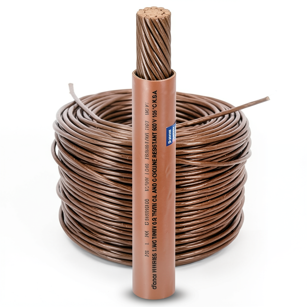 6 AWG Stranded Copper American Wire, 600V, PVC Insulation, Brown, 500 feet | Al Fanar