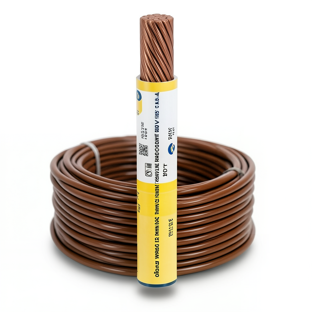لفة سلك كهرباء امريكي 4 AWG نحاس مجدول عزل PVC بني، 600 فولت، طول 500 قدم | شركة الفنار