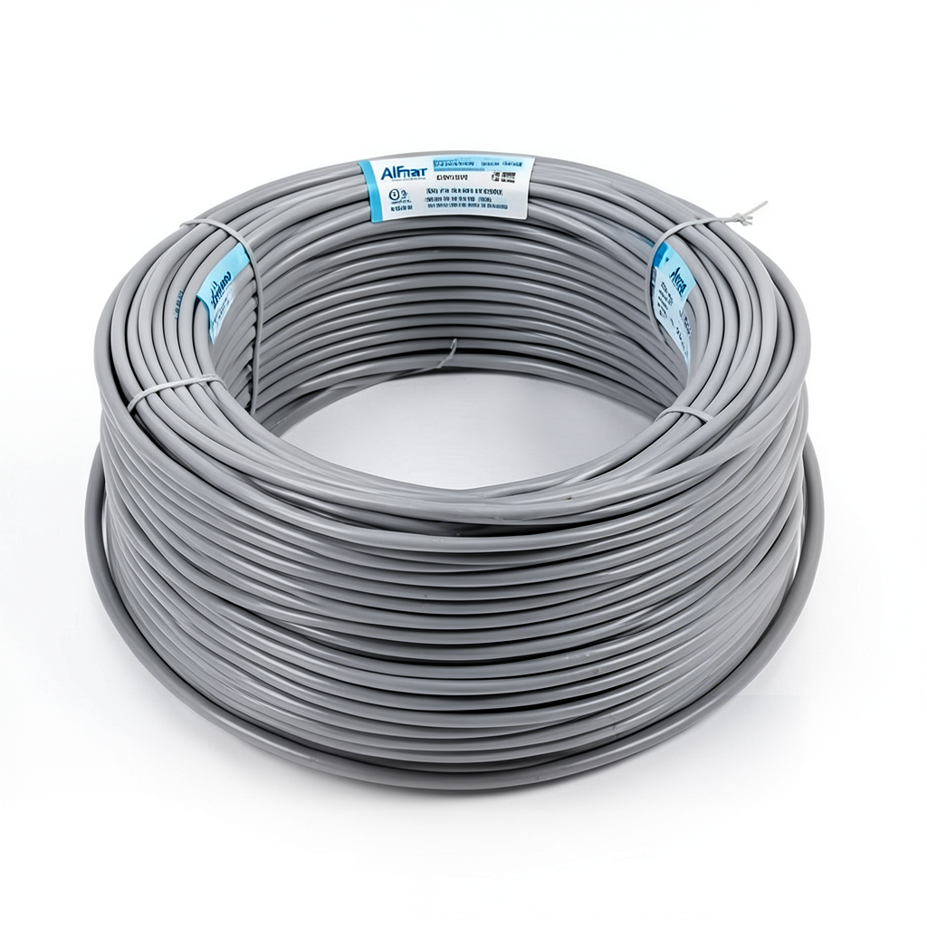 لفة سلك أمريكي 2/0 AWG نحاس مجدول عزل PVC رمادي، 600 فولت، طول 500 قدم | شركة الفنار