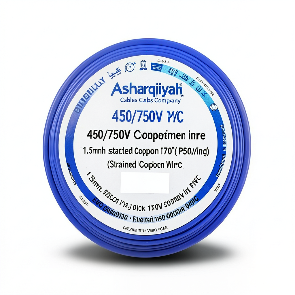 1.5mm Stranded Copper Wire 450/750V PVC 70°C Insulation Blue | Asharqiyah Cables Company for Industry