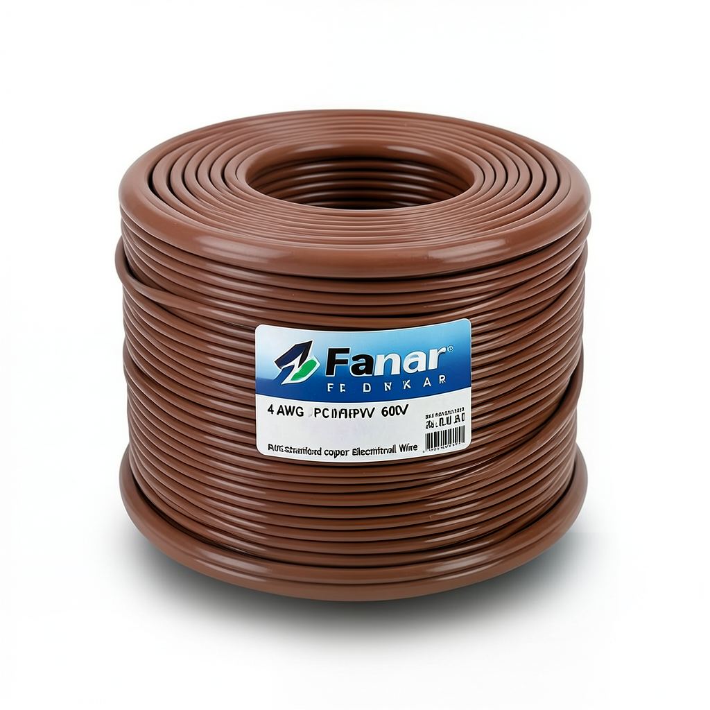 4 AWG Stranded Copper American Electrical Wire 600V, PVC Insulated, Brown, 500 ft Coil | Al Fanar