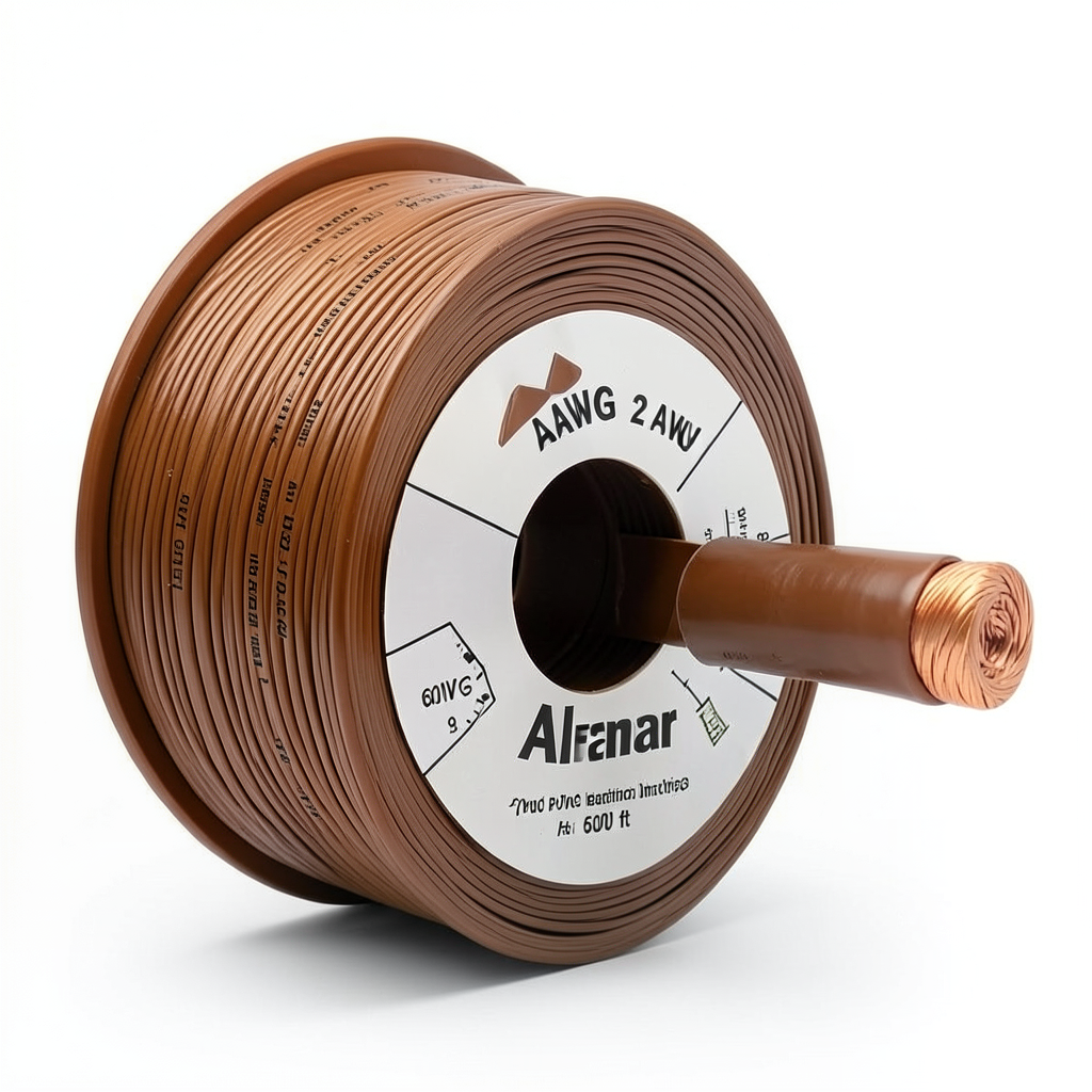 2 AWG Stranded Copper American Electric Wire 600V PVC Insulated Brown 500 ft | Al Fanar