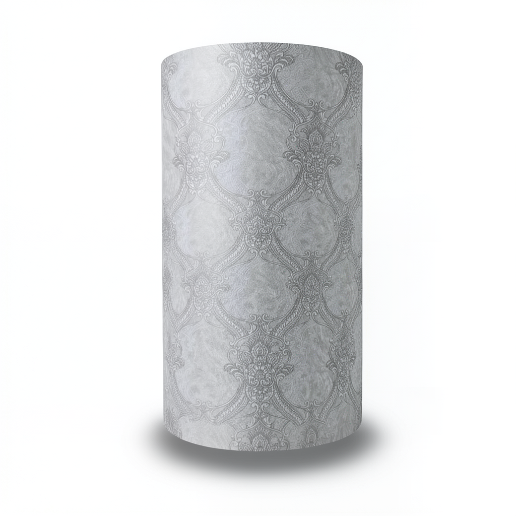 Italian Wallpaper Gray Color Classic Design, Size 10m x 1.06m, Model 82708